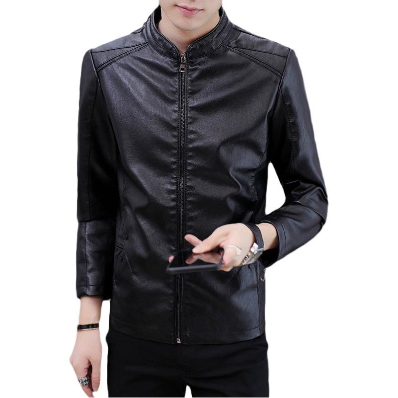 Кожаная одежда Мужская модная корейская повседневная кожаная куртка модная мотоциклетная кожаная одежда мужская с бархатом теплая куртка мужская одежда