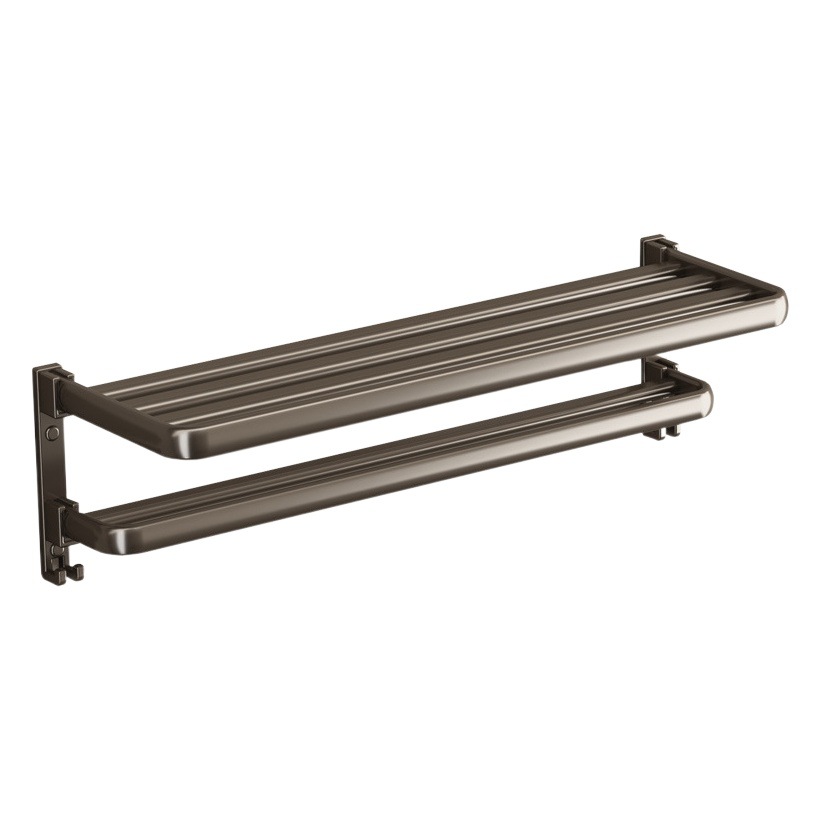 Gun Grey Towel Rack Punch-free Bathroom Space Aluminum Hanging Pole Toilet Bathroom Rack Set Folding Towel Rack