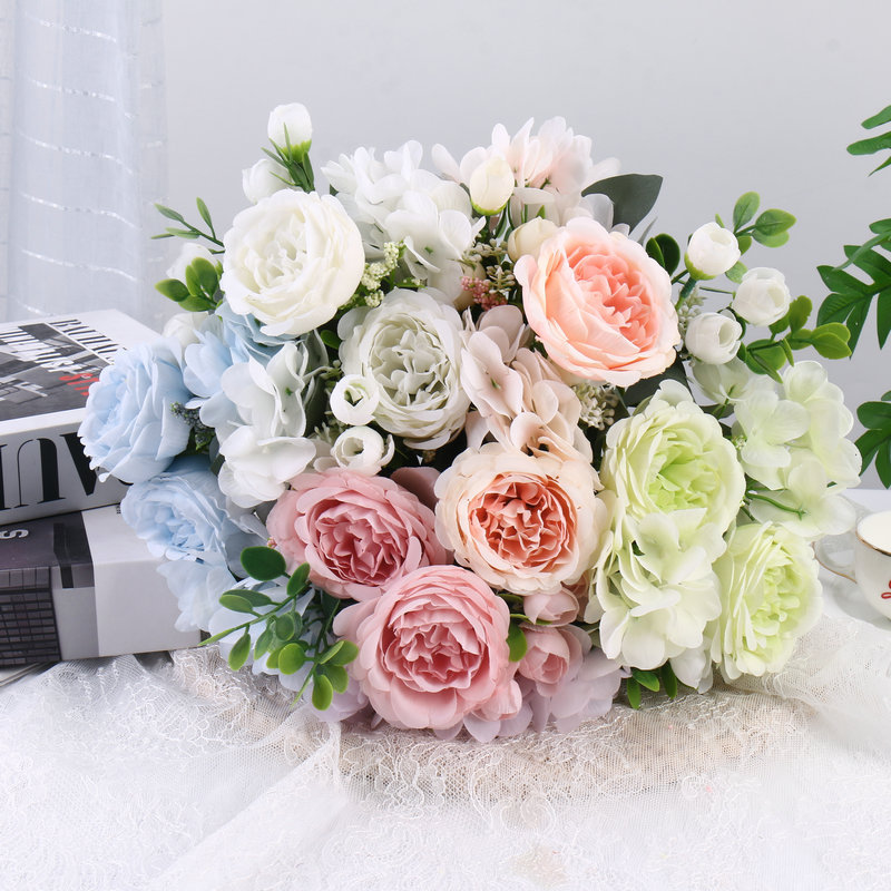 Hydrangea Peony Fake Flower Artificial Bouquet Table Decoration Silk Flower Wall Decoration Bouquet Hotel Decoration Manufacturer Wholesale