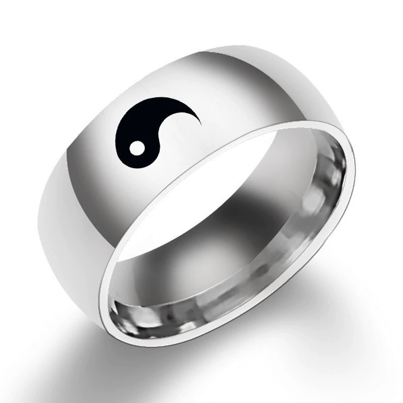 Unisex Titanium Steel Ring, Black & Silver Finish, 316L Stainless, Sizes 6–13