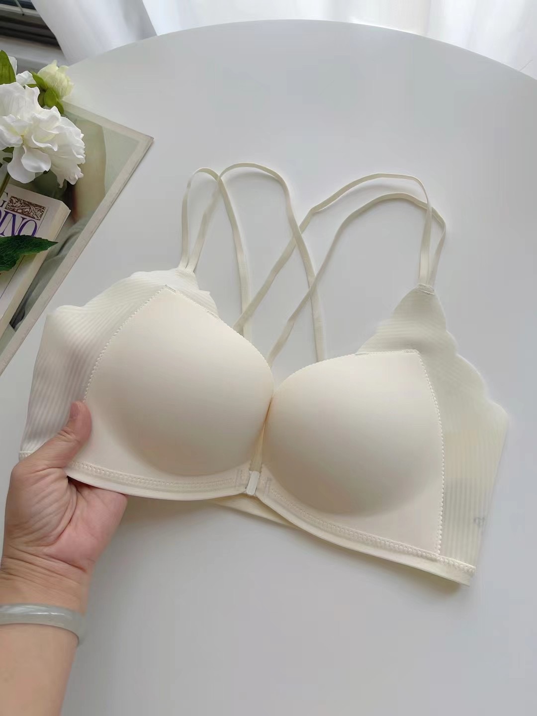 169 Sin imán, sin almohadilla para el pecho, hebilla frontal integrada, sin anillo de acero, pecho pequeño, recogido, ropa interior grande, sujetador de espalda sexy, mujer