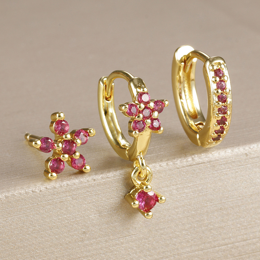 10g Weight Copper Ear Needle Material Charm Sleeper Hoop Earrings, Earrings, Ear Studs Classification 1 Set Quantity Casual, Daily, Sleeping Occasion Copper Material Circle, Flower Pattern All Seasons Season Women's Gender Elegant Style Circle Flower Copper Elegant Charm Sleeper Hoop Earrings Earrings Ear Studs 5