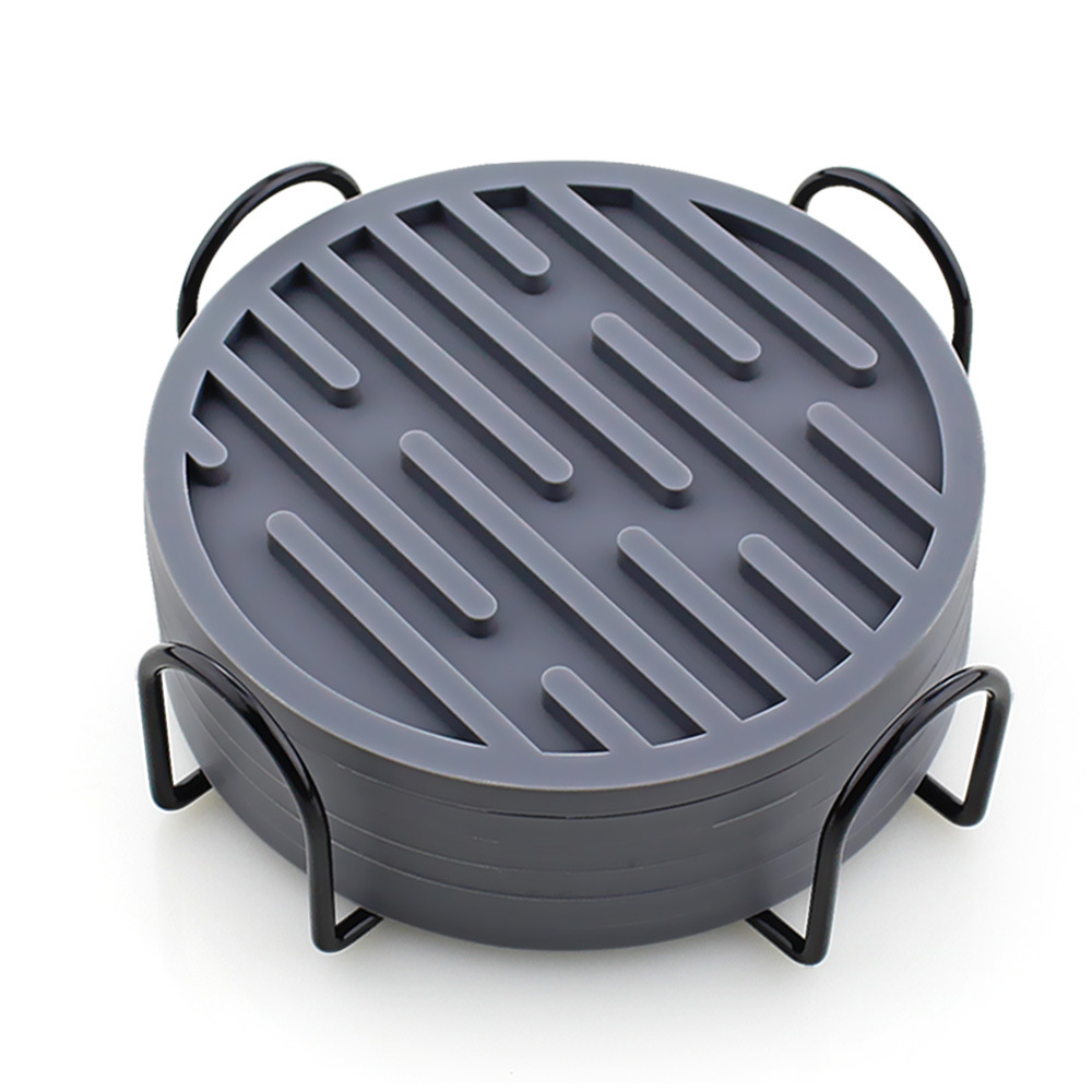 Amazon puede imprimir logo almohadilla de aislamiento térmico juego de silicona posavasos 10cm posavasos de té anti-escaldado alfombra redonda antideslizante para el hogar