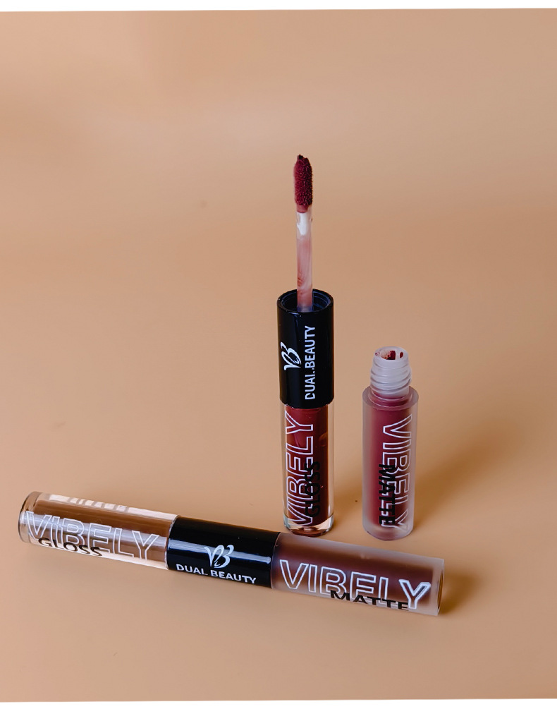 VIBELY, a double-headed water gloss mirror lip gloss, matte non-stick cup, matte lip gloss, whitening, film-forming and lip setting undefined