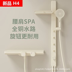 全铜无顶喷铜奶白色简易花洒淋浴器套装酒店家用浴缸增压分体式