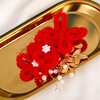 Red hairgrip for bride, children's hair accessory handmade, flowered