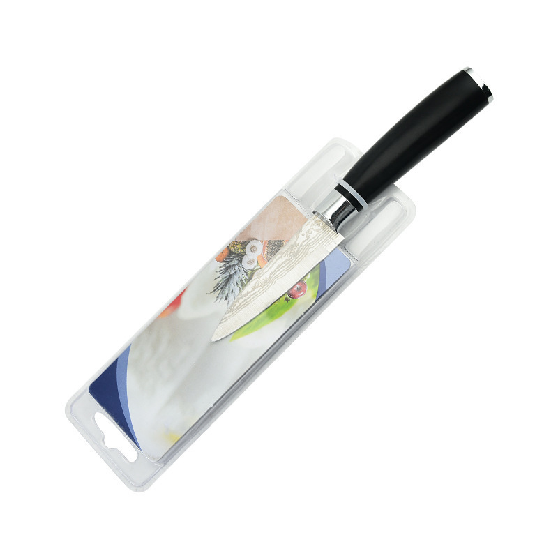 Cuchillo de cocina de comercio exterior, cuchillo de pintura en aerosol de acero inoxidable, mango de Damasco, patrón láser, cuchillo único, succión de doble cara, súper buen producto al por mayor