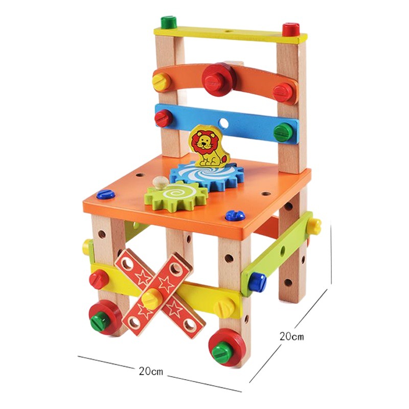 Variedad de herramientas Silla Luban para niños Tornillos y tuercas Combinación Desmontaje y desmontaje Juguetes Manos de rompecabezas para hombres