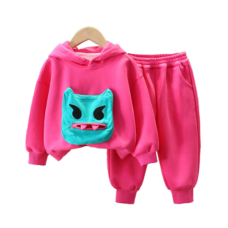 6131 Traje de otoño para niños 2025 nuevo traje de dos piezas de suéter con estampado de dibujos animados para niños de primavera y otoño para niños