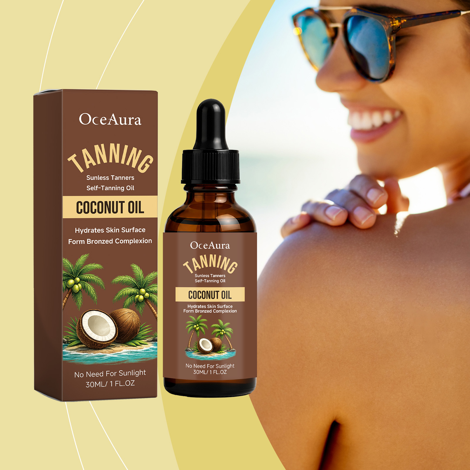 Oceaura Moisturizing Darkening Oil Is Gentle and Nourishing, Leaving Skin Delicate, Smooth, and Non-Sticky Wheat Skin
