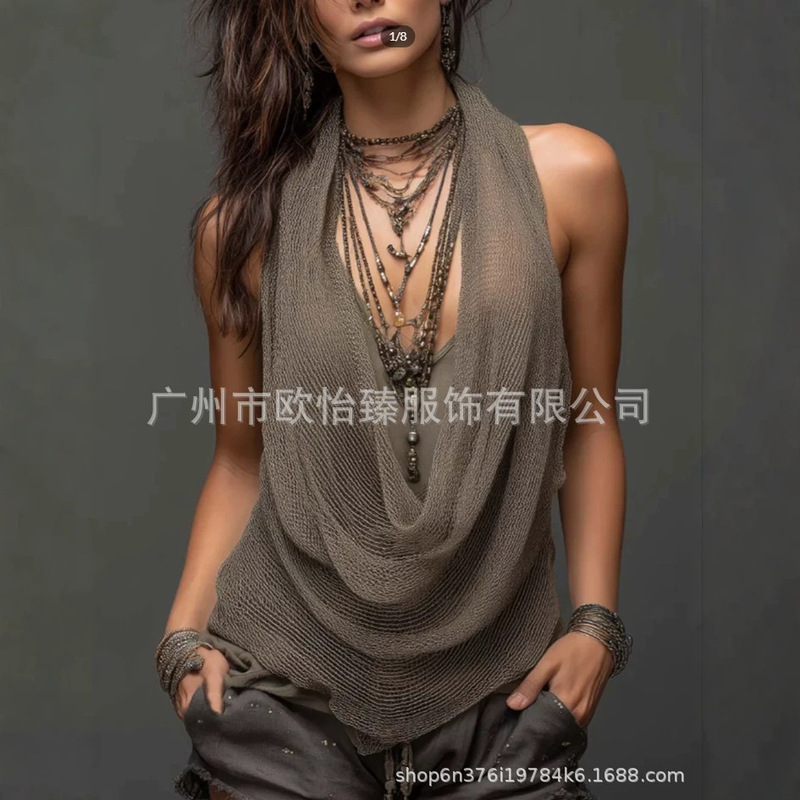 European and American Independent Websites Amazon Aliexpress 2026 Summer New Solid Color Casual Sexy Knitted Vest Two-Piece Set European and American Independent Websites Amazon Aliexpress 2026 Summer New Solid Color Casual Sexy Knitted Vest Two-Piece Set