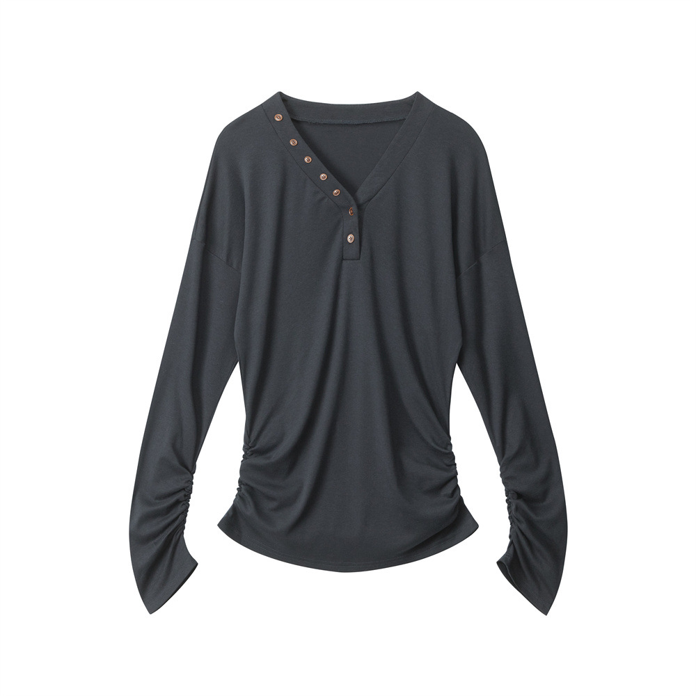 HeyHenry Women's V Neck Slim Fit Long Sleeve T-Shirt Designer Fashion for Autumn Suitable for Inner Layers_ecoleips.com