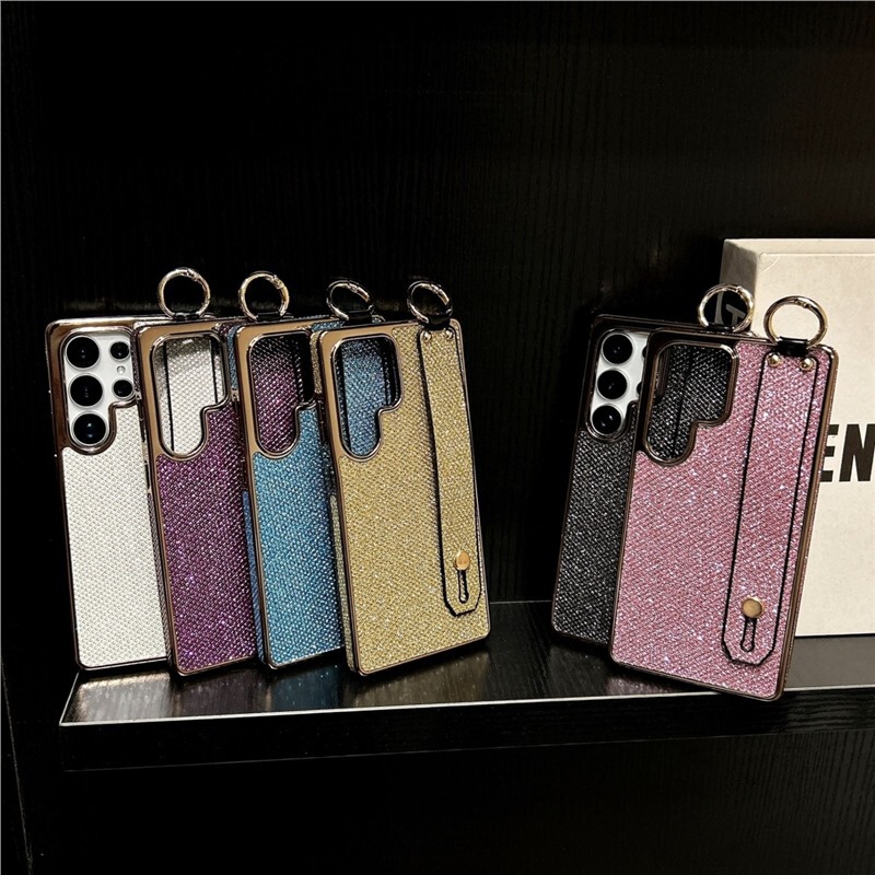 Electroplated Wristband Holder Samsung S25 Mobile Phone Case S24 New S23 All-Inclusive Protective Cover S22 Creative High-End Thin