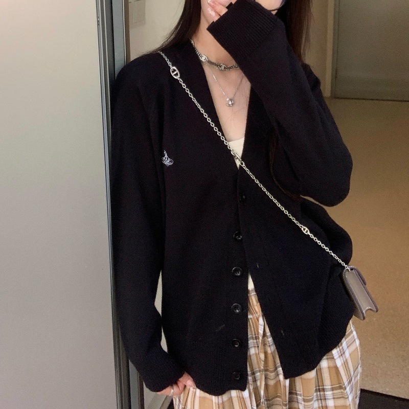 2025秋冬新款刺绣针织开衫女装韩版休闲宽松长袖v领上衣毛衣外套|undefined
