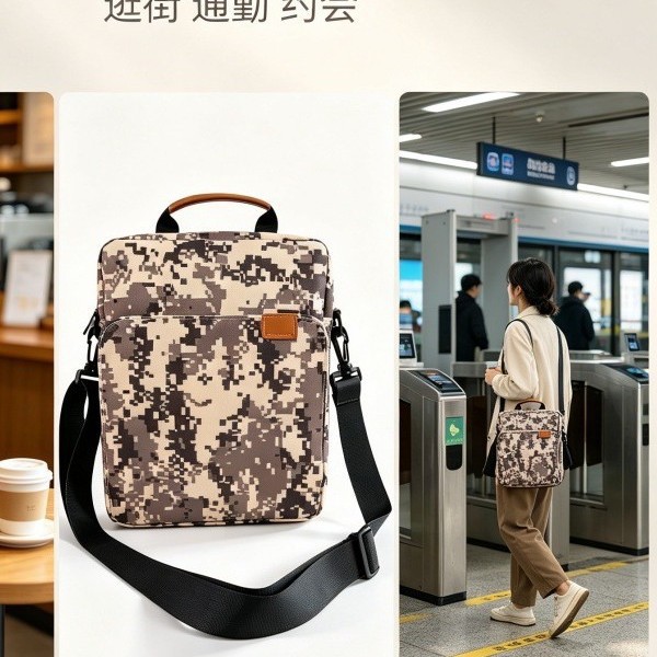 Single-shoulder crossbody bag, tablet bag, large capacity, durable, camouflage, factory export wholesale, in-stock supply, portable equipment