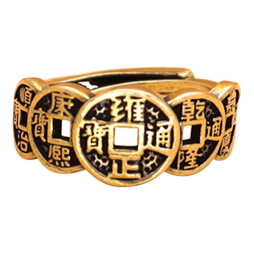 Five Emperors Copper Coin Brass Ring Creative Retro Distressed Niche Ring College Entrance Exam Cheer Gift Jewelry Wholesale