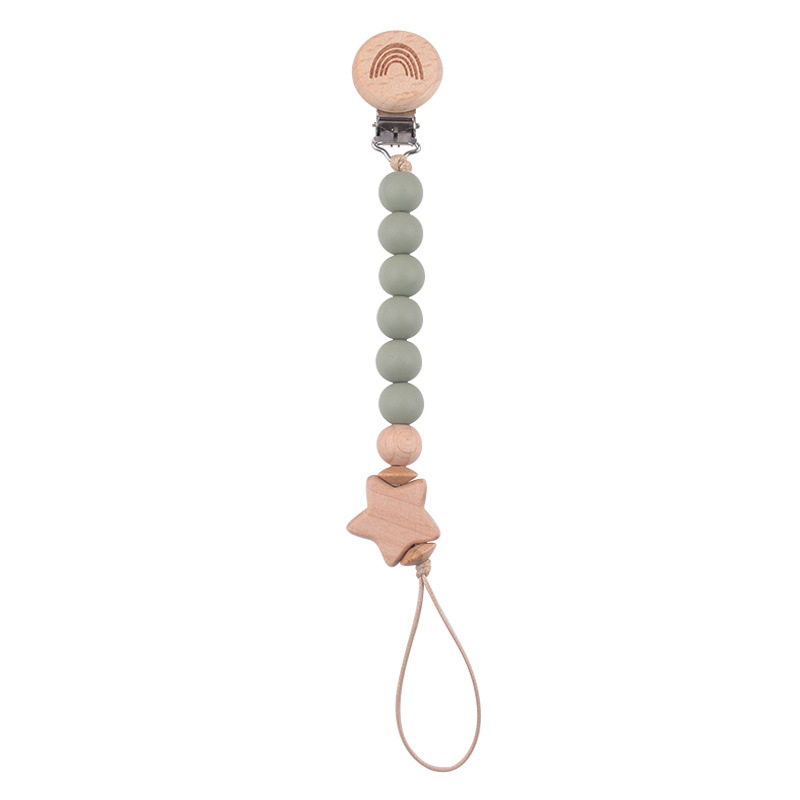 Productos para bebés y niños pequeños clip de tetina de beech DIY estrella de penta de beech creativa perlas de silicona calmante tetina cadena anti-caída cadena