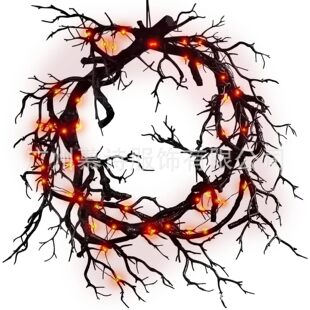 ��֦���h�f�}����ɫ��ɫ��֦�����b��h��ȦHalloween Wreath