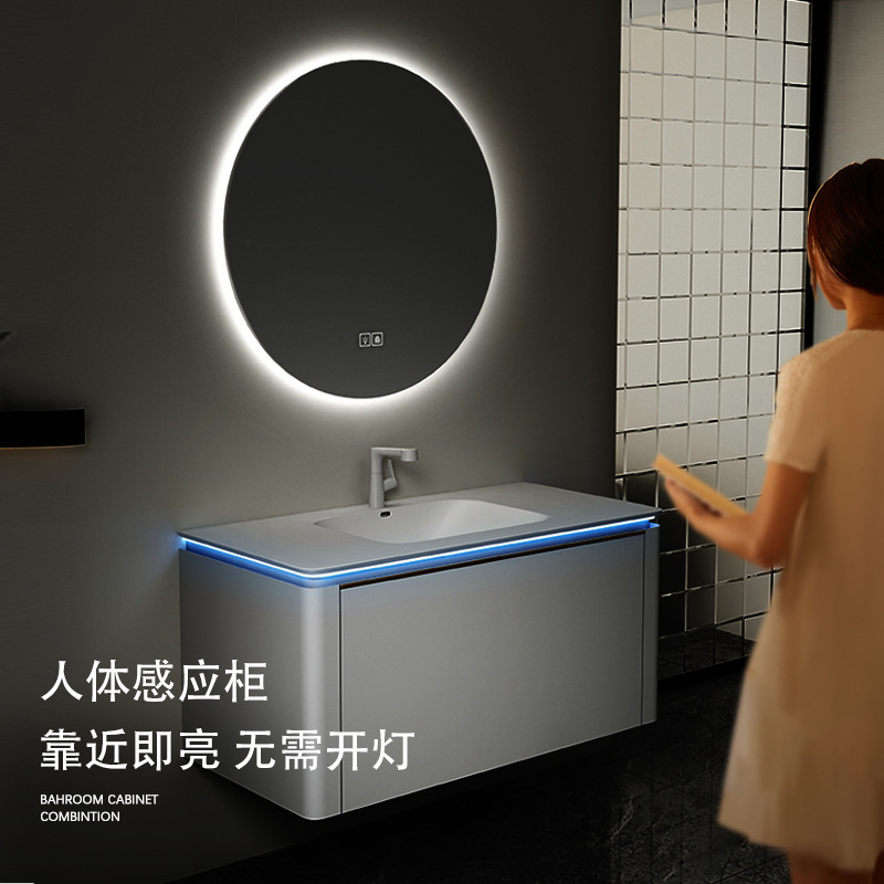 2023 nuevo de cerámica integrada de la cuenca del baño Gabinete de la combinación de lavabo gabinete de baño mesa de lavado conjunto traje