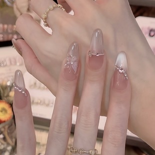 Handmade Premium Wearable Nails by the Seine River, Autumn Trendy Sweet Dazzling Cat-Eye Butterfly Versatile Starry Sky Nail Art