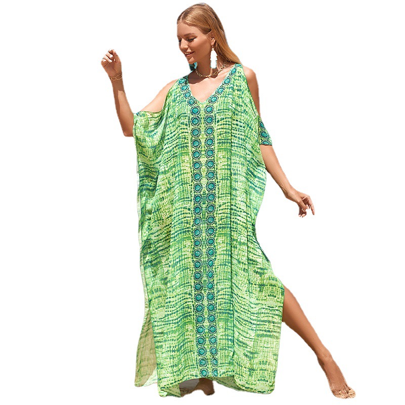 2022 nuevo vestido largo bohemio playa cubrir ropa de playa de vacaciones bikini traje de baño abrigo cubrir YX02