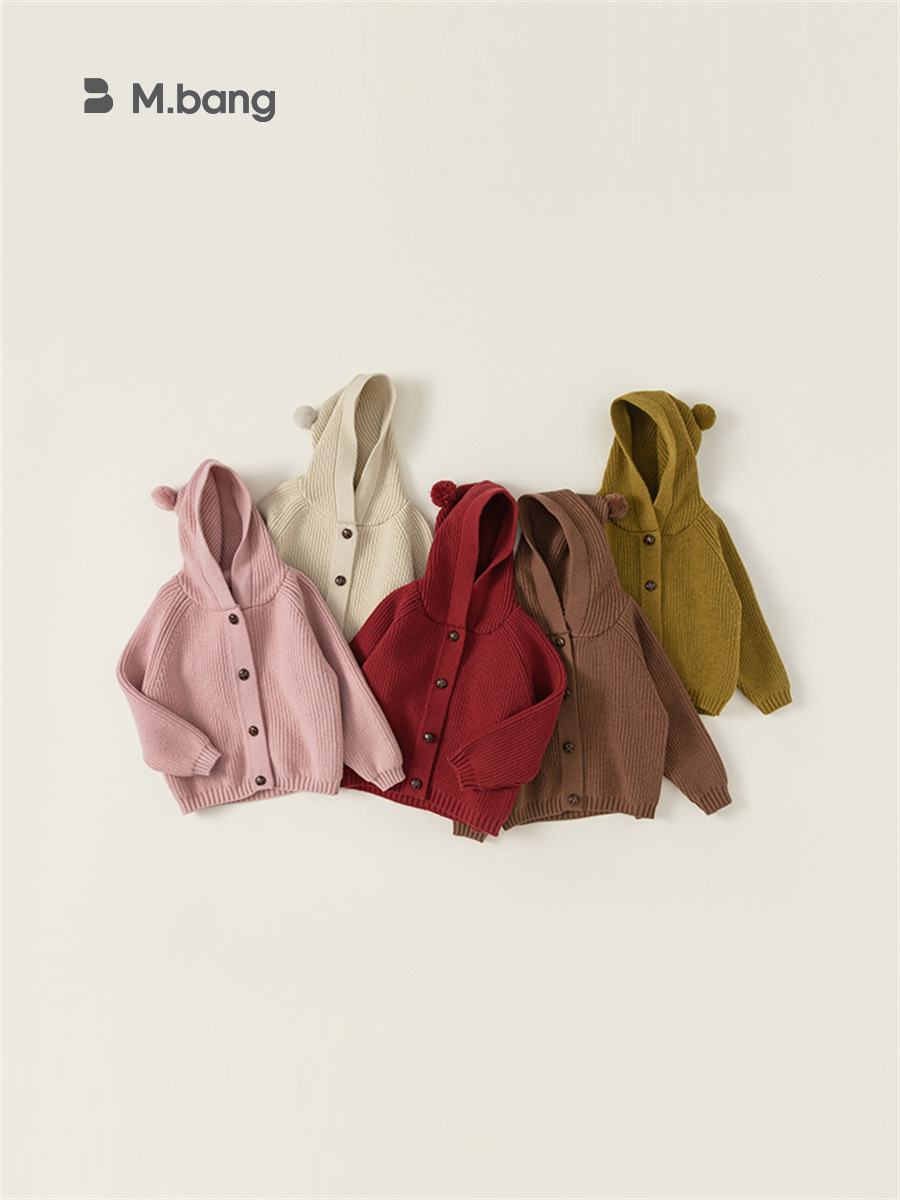 Youbao ropa para niños suéter para niños primavera y otoño niños y niñas cárdigan de punto con capucha de color sólido chaqueta para niños QY82005