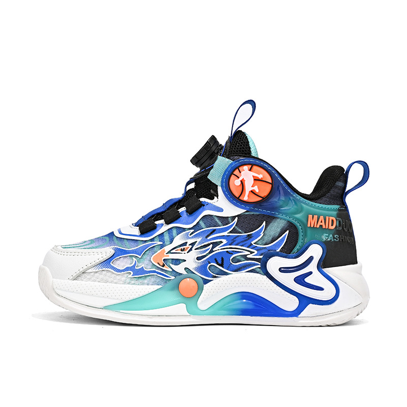 2024 niños respirantes zapatos de baloncesto amortiguadores de abrazadera giratoria zapatos de niños zapatos deportivos de malla primavera nuevo
