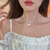 Small design necklace from pearl, universal fashionable chain for key bag , trend of season, light luxury style, internet celebrity