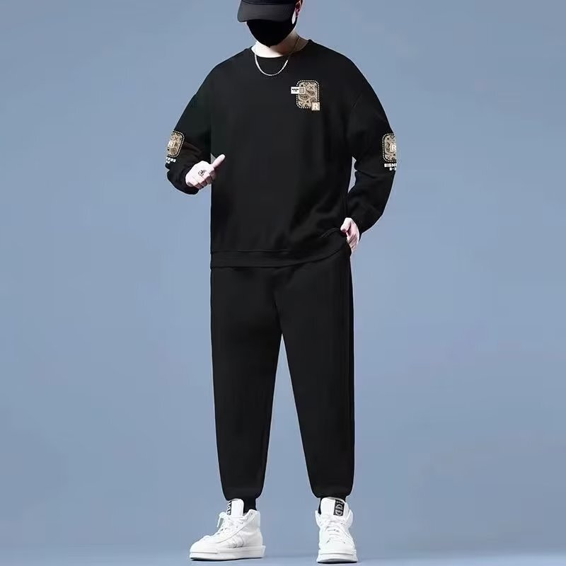 Autumn suit men's plus size sports wear plus size men's casual loose sweater fat men's full body matching