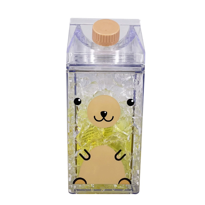 Double-layer Insulated Straw Cup, 400 ml, Broken-Ice Gradient Design, Portable Summer Bottle
