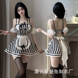 魅兔情趣内衣性感黑白纯欲系女仆套装cos制服诱惑免脱套装2762