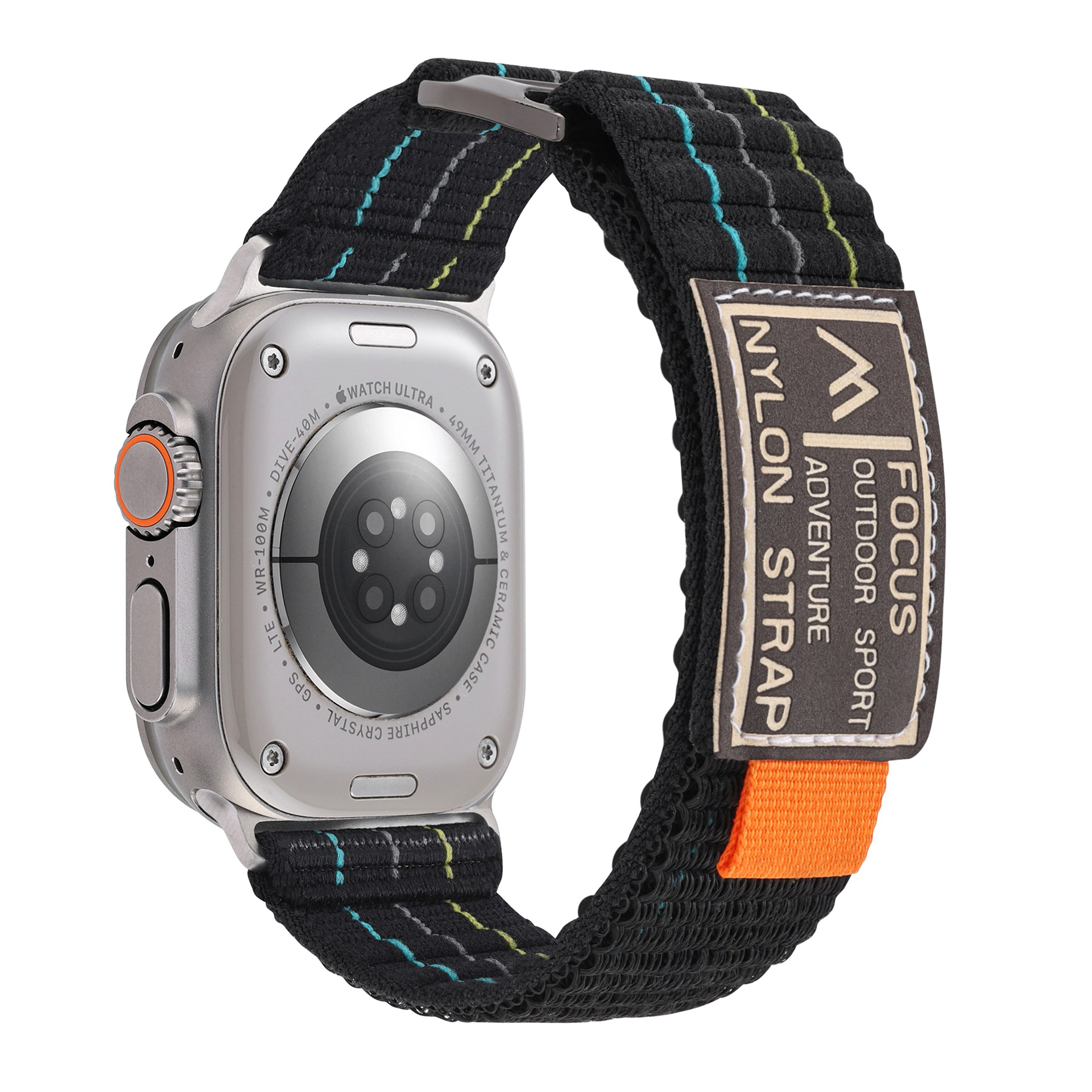 Suitable for apple watch3456789, double-section leather-coated nylon loop strap, Apple 10 strap undefined