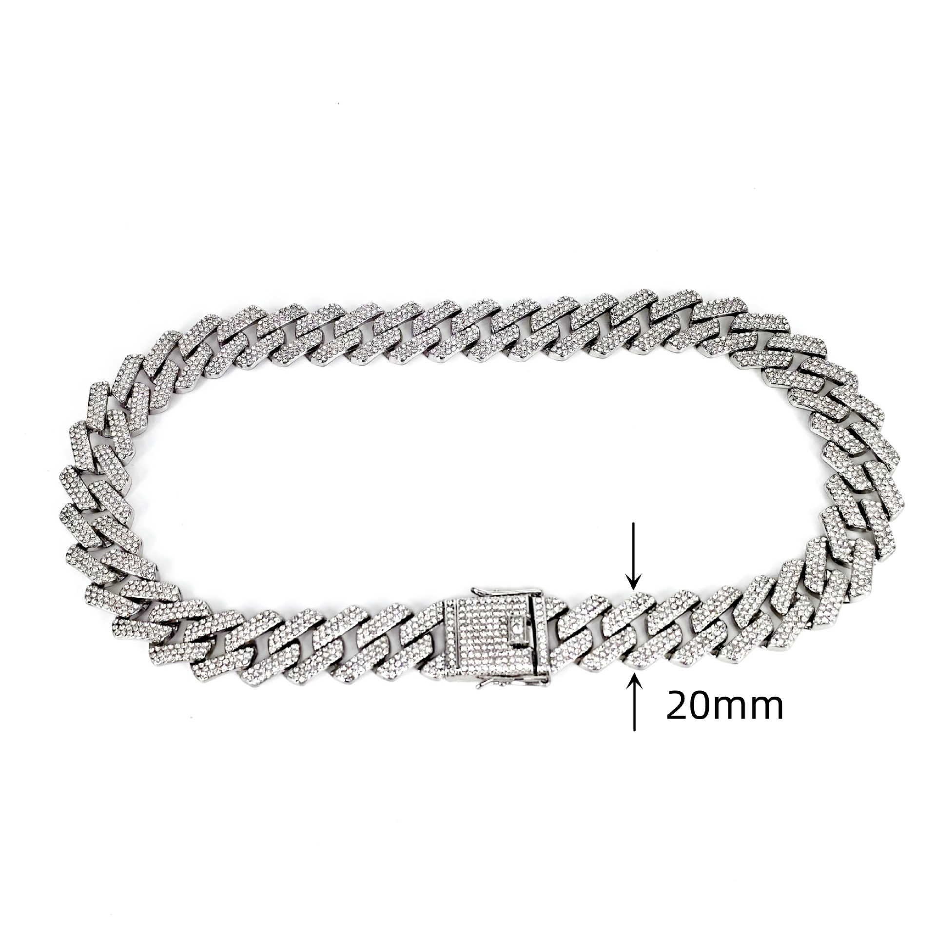 Bracelet chaîne cubaine en alliage doré avec strass collier_voghion.com