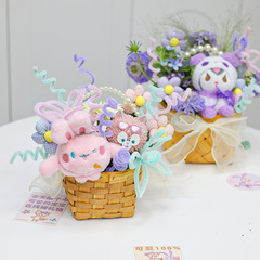 Creative gift box for Women's Day snow chiffon butterfly knot pearl flower basket bouquet shoulder bag hand-picked wholesale DIY floral arrangement
