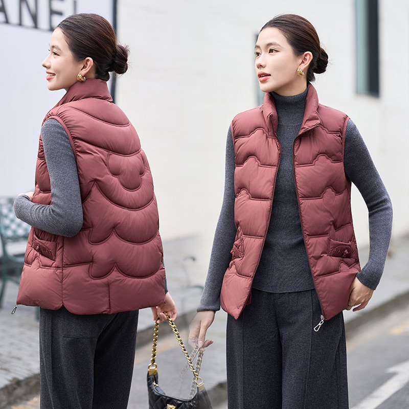 Women's Cotton Vest Autumn and Winter New Short down Cotton Vest Loose Stand Collar Versatile Slim Vest Jacket Women's Cotton Vest Autumn and Winter New Short down Cotton Vest Loose Stand Collar Versatile Slim Vest Jacket