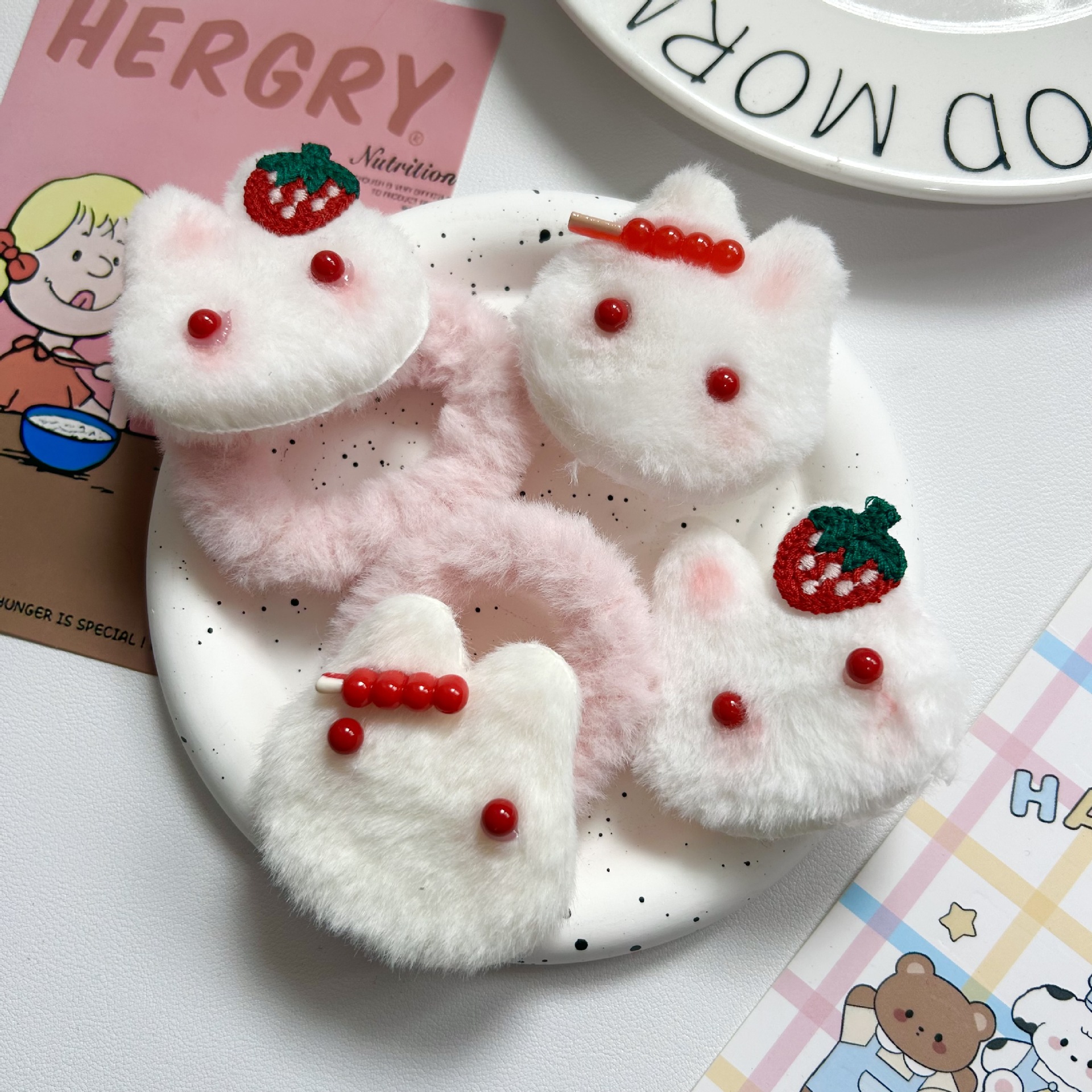 Otoño y invierno nuevo peludo conejo clip de cabello cuerda de cabello adorable clip de dibujos animados para niños regalo de clase adornamiento para el cabello