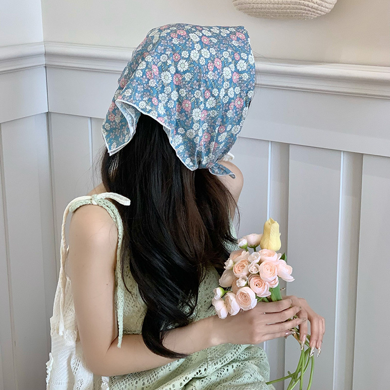 Bufandas de seda de algodón y lino correa de cabello pequeña toalla cuadrada para mujeres primavera y otoño nueva moda coreana bufandas calientes de cuello bufandas