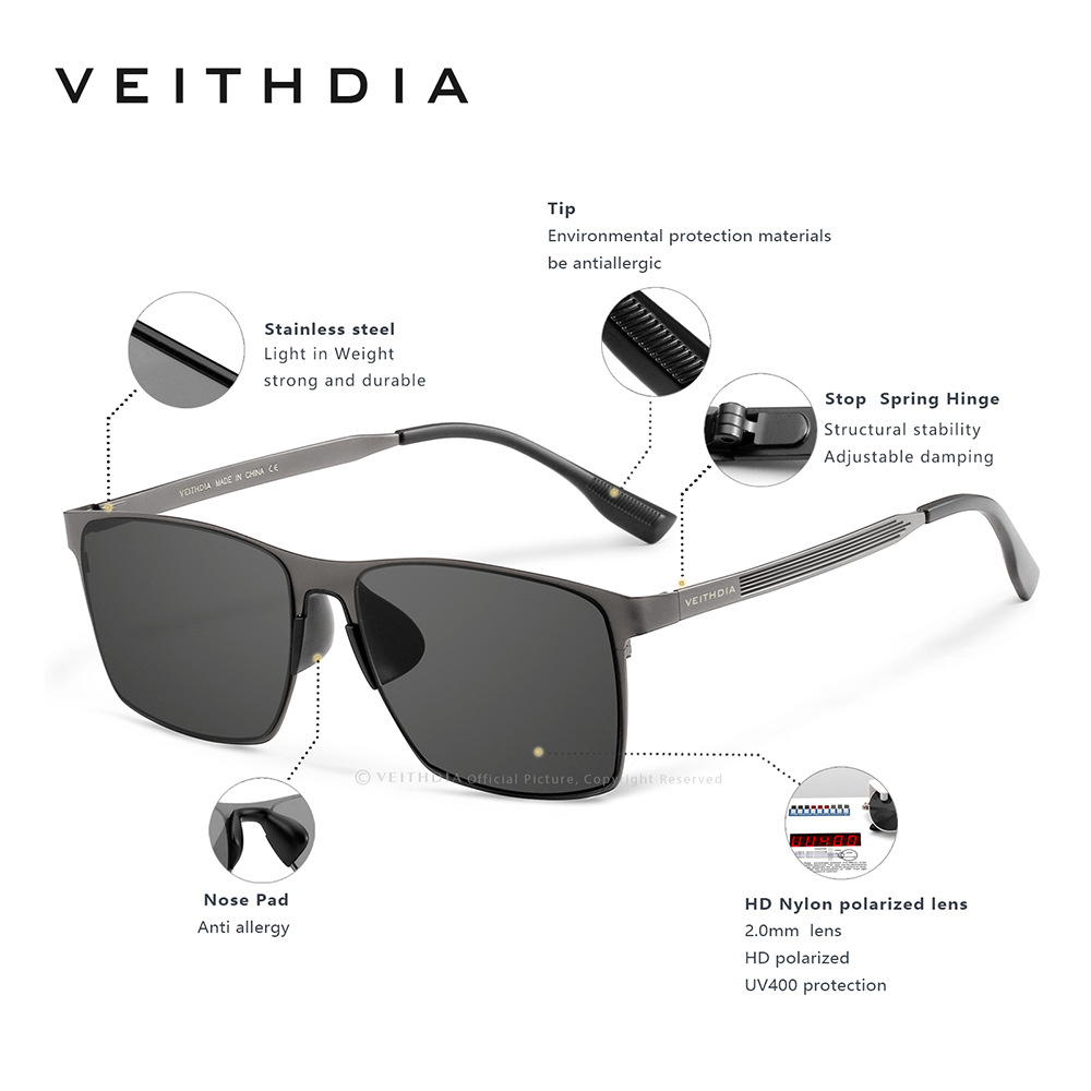 Gafas de sol polarizadas de nailon de alta definición de acero inoxidable elástico de marco para hombre, protección UV, transmisión en vivo transfronteriza 8226