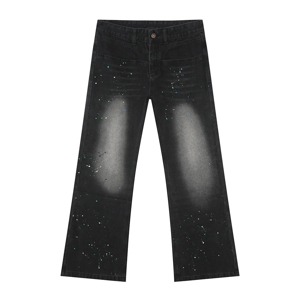 MTLCLOTHES Hombres| Cuatro temporadas nuevos productos personales coreanos tinta pulverizante blanco micro lavado jeans retro