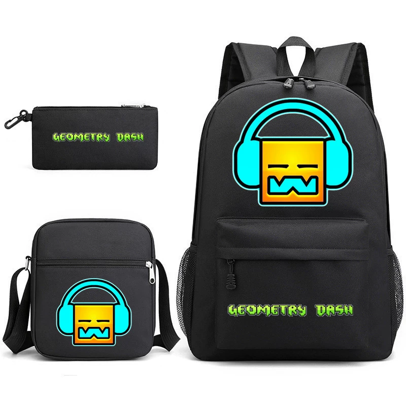 Геометрическая спринт игра Geometry Dash трехчастный рюкзак мужской и женский студентский кампус пенал холщовая сумка