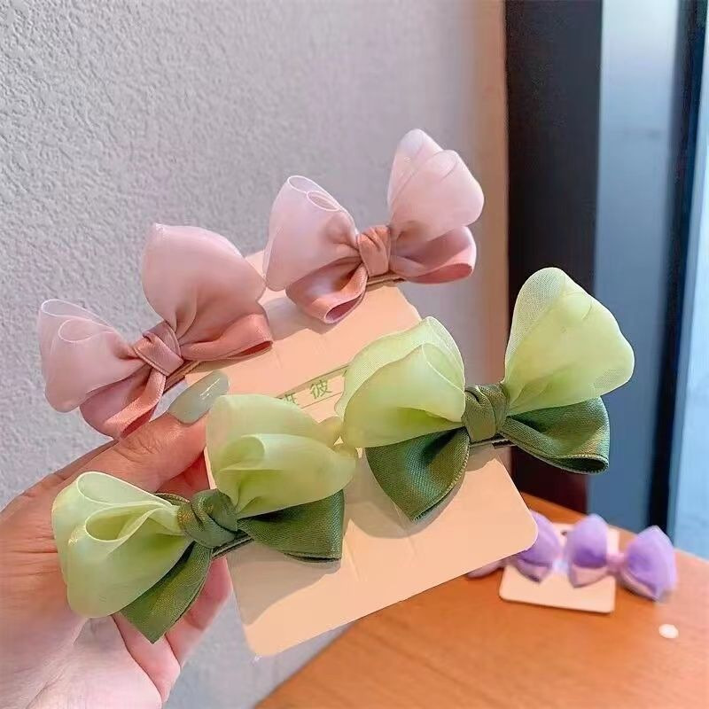 Foreign-style cute children's jelly three-dimensional bow clip ears full cloth headdress hair clip does not hurt the baby clip_voghion.com