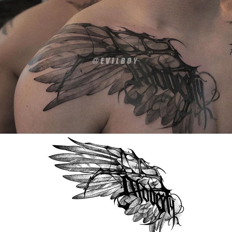 Dark Wings Herbal Tattoo Stickers for Men and Women, Chest Sticker, Semi-Permanent, European and American Style, Waterproof, Scar-Covering, Long-Lasting, Realistic Tattoo Dark Wings Herbal Tattoo Stickers for Men and Women, Chest Sticker, Semi-Permanent, European and American Style, Waterproof, Scar-Covering, Long-Lasting, Realistic Tattoo