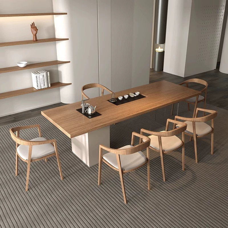 Чайный столик 2025, новый стильный чайный столик и стулья в стиле ваби-саби для гостиной, балкона, офиса, большой стол с деревянной столешницей