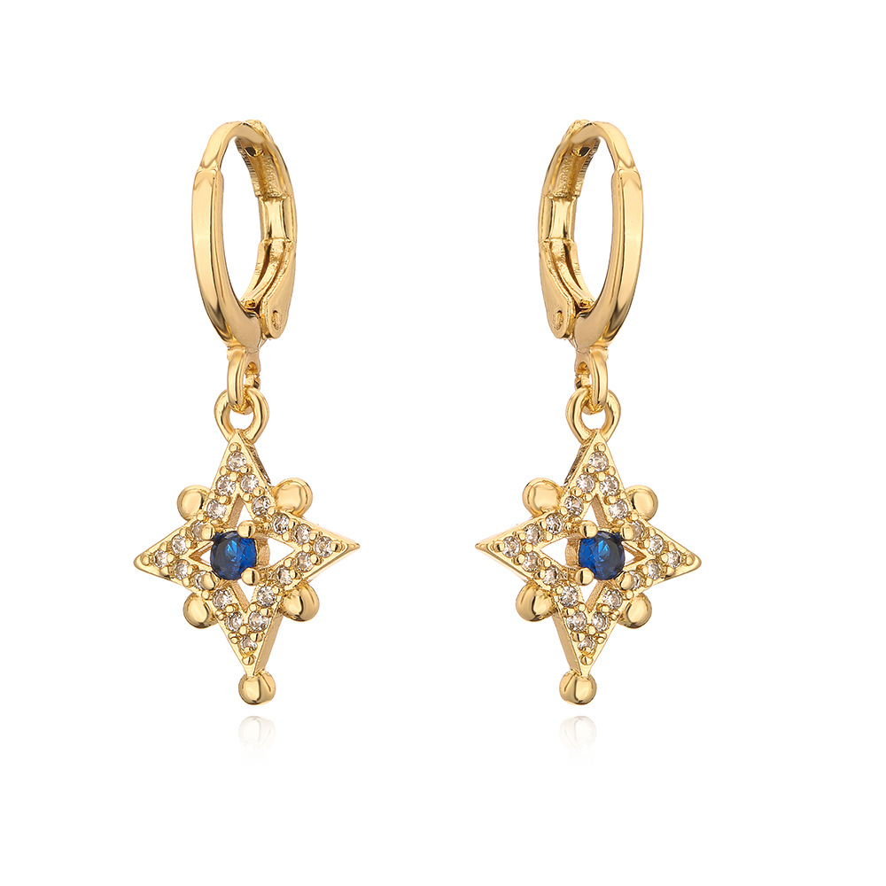 Fashion Copper Plated 18k Gold Drop Oil Zircon Eyes Star Earrings Female display picture 4