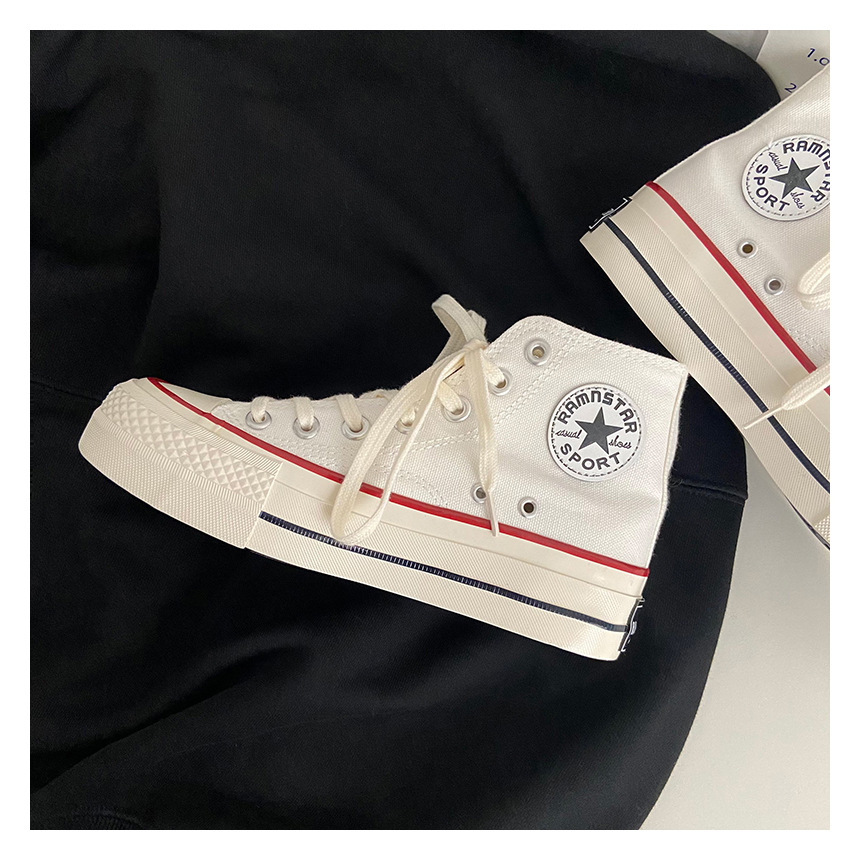 High-Top-Schuhe mit dicken Sohlen, klassische Canvas-Schuhe für Damen, Ulzzang Hong Kong-Stil, vielseitige 2022 neue koreanische Version von Schuhen_voghion.com