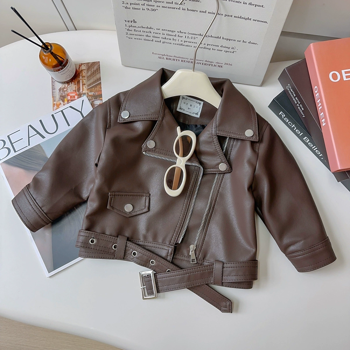 Short Autumn Faux-Leather Jacket, Unisex, Cropped Polyurethane Style