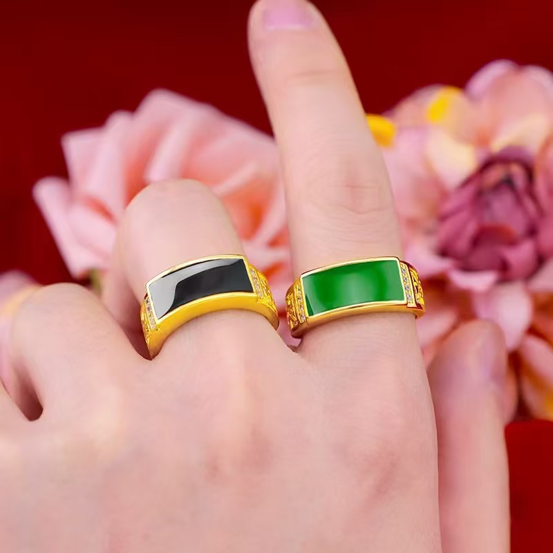 Vietnamese Sand Gold Fashion Men's Fortune-Attracting Adjustable Saddle Ring Wealth Ring Wholesale