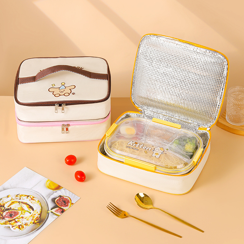 Bolsa de lonchera portátil simple y linda, bolsa bento cuadrada de gran capacidad, bolsa de almuerzo para estudiantes, oficina con bolsa de comida, bolsa de comida
