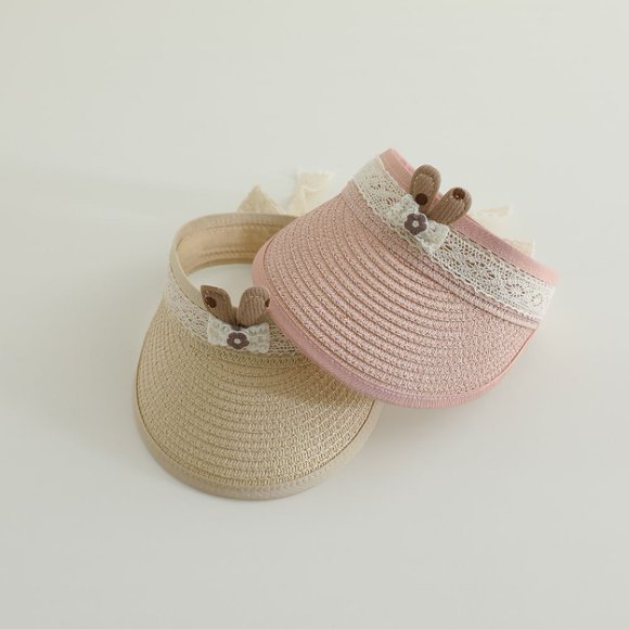 Sombrero de paja de encaje vacío para niños de verano coreano para bebés de protección solar sin techo para viajar sombrero de sol para mujeres de moda