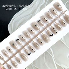 洛克鎏金穿戴美甲全尺碼貴氣純欲裸色手工鎏金鑲鑽氣質美甲片指甲